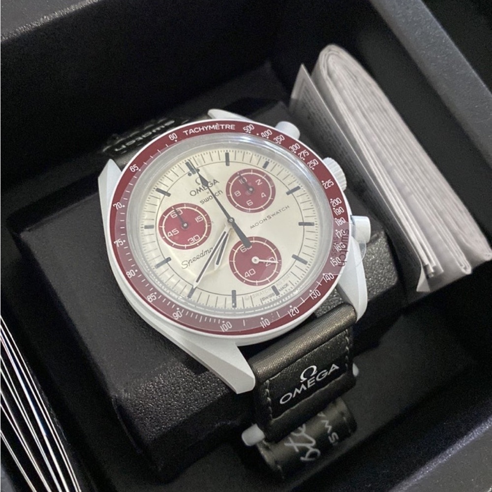 Mission to Pluto Bioceramic MoonSwatch Watch, Authentic, New, Omega, SpeedMaster